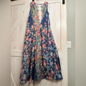 JOHNNY WAS Silk Sleeveless Maxi Wrap Dress Kimono Size Small